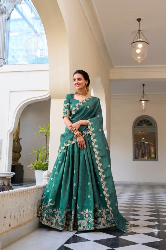 Gold Crush Thread Embroidered Lehenga For Women TEL
