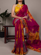 Marble Floral Printed Saree For Women