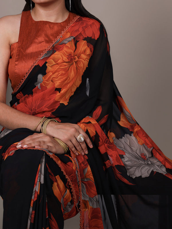 Marble Floral Printed Saree For Women ROG
