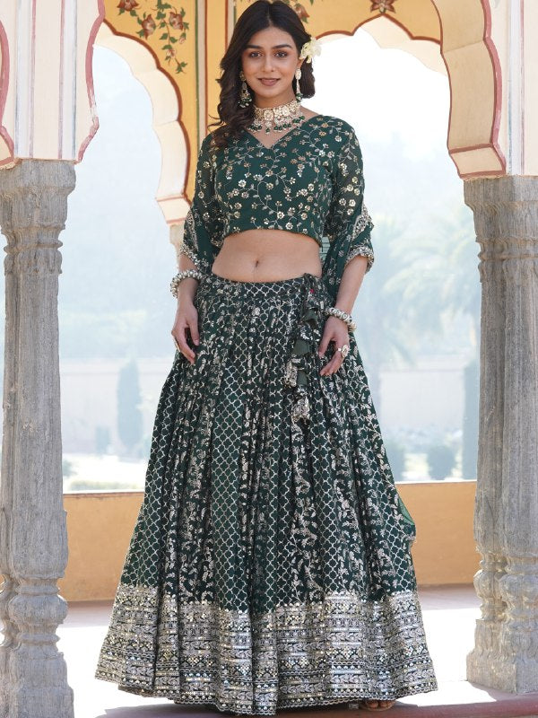 Viscose Jacquard Embroidered Lehenga  For Women SLLW