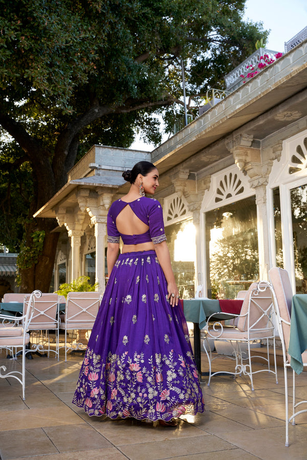 Vichitra Silk Embroidered Lehenga For Women PRL