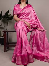Rumali Silk Zari Weaving Saree For Women PNK