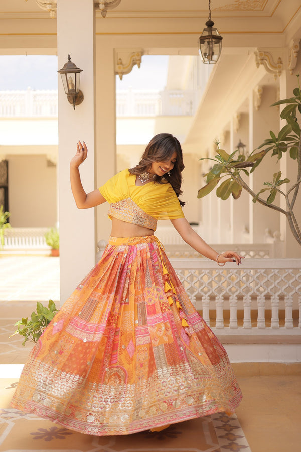 Russian Silk Embroidered Lehenga For Women