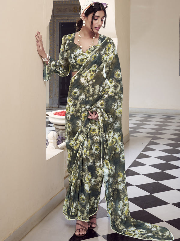 Marble Floral Printed Saree For Women MND