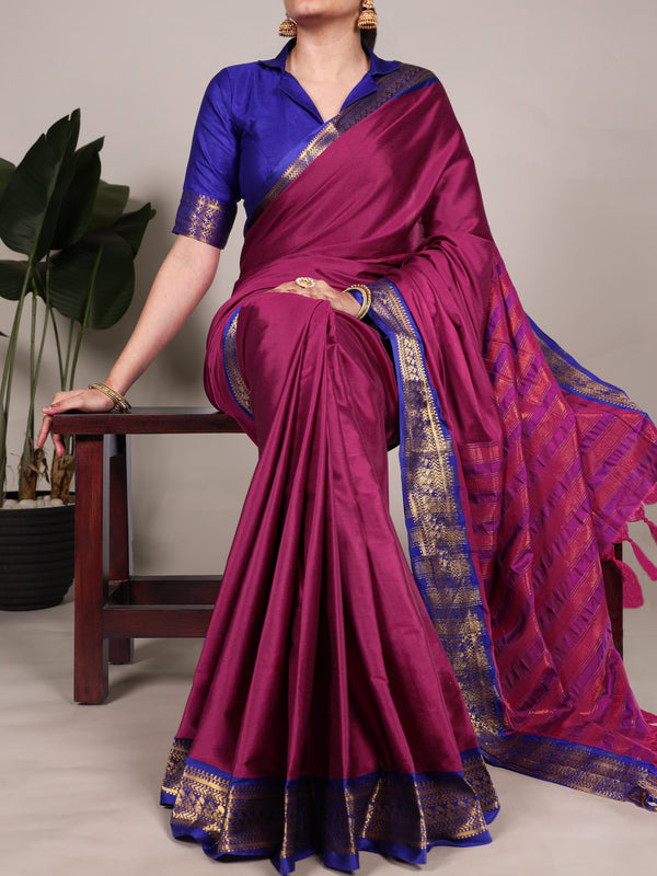 Aura Silk Zari Weaving Saree For Women PNK