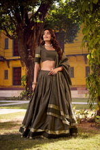 Chettinad Cotton Chex Zari Weaving Lehenga For Women GRY