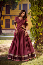 Chettinad Cotton Chex Zari Weaving Lehenga For Women MLB