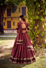 Chettinad Cotton Chex Zari Weaving Lehenga For Women MLB