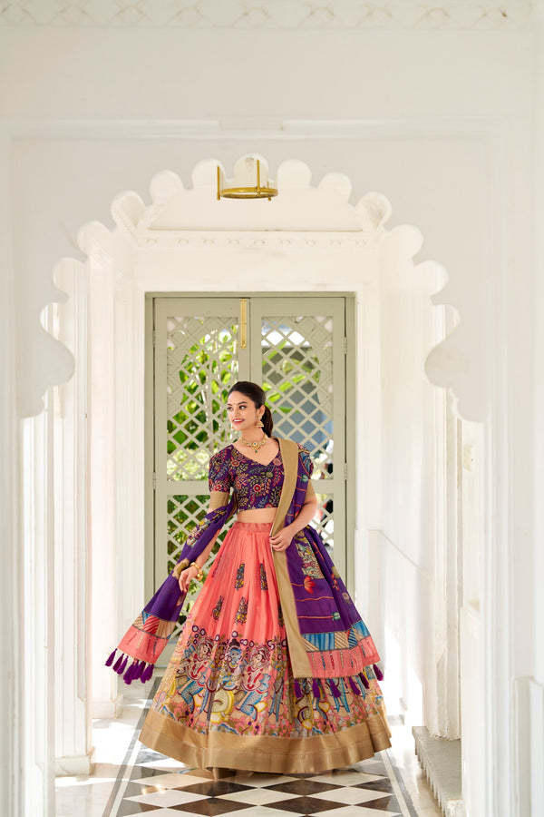 Dola Silk Kalamkari Printed Lehenga For Women PEC
