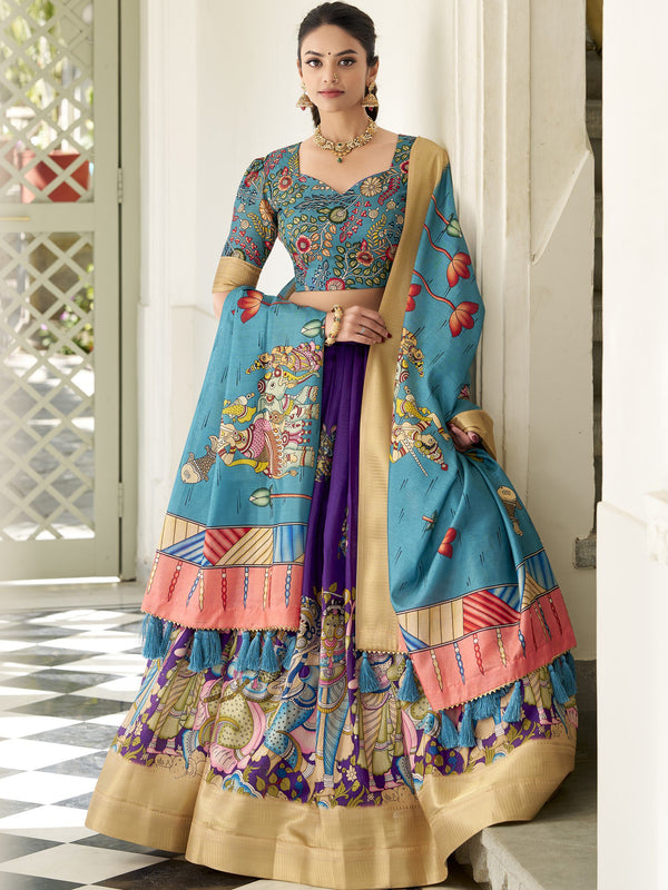 Dola Silk Kalamkari Printed Lehenga For Women PRL
