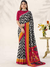 Tussar Silk Printed Saree BLK