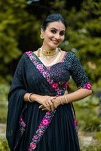 Georgette Embroidered Lehenga With Dupatta BLK