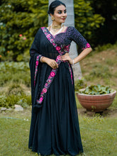 Georgette Embroidered Lehenga With Dupatta BLK