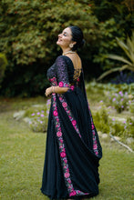 Georgette Embroidered Lehenga With Dupatta BLK