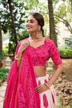 Tussar Silk Bandhej Printed Lehenga For Women PNK