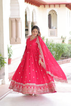 Vichitra Silk Zari Embroidered Gown With Dupatta