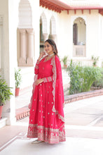 Vichitra Silk Zari Embroidered Gown With Dupatta
