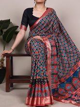 Tussar Silk Printed Saree RED