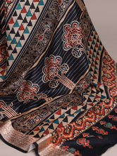 Tussar Silk Printed Saree BLK