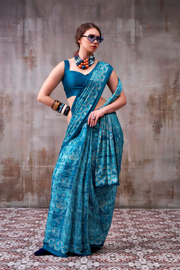 Satin Silk Printed saree SBL