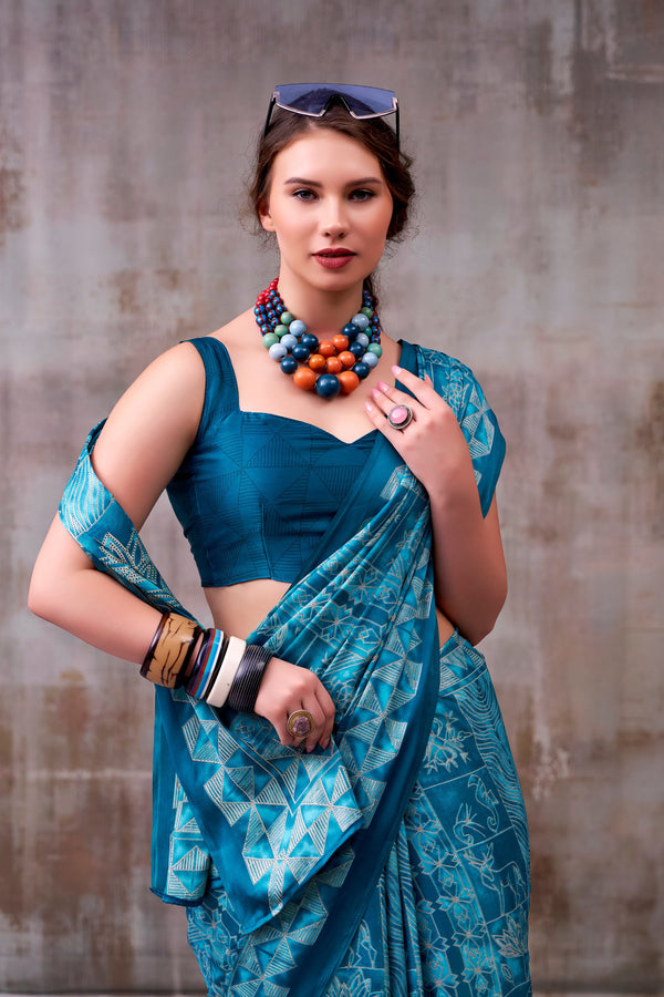 Satin Silk Printed saree SBL