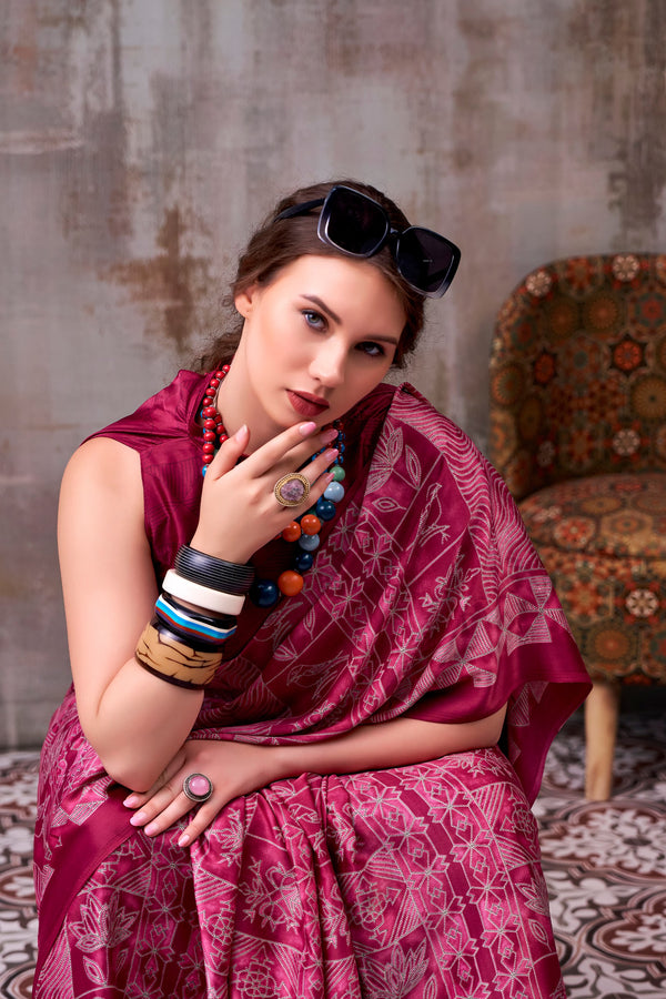 Satin Silk Printed saree MPK