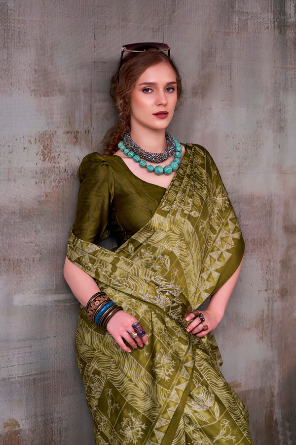 Satin Silk Printed saree MND