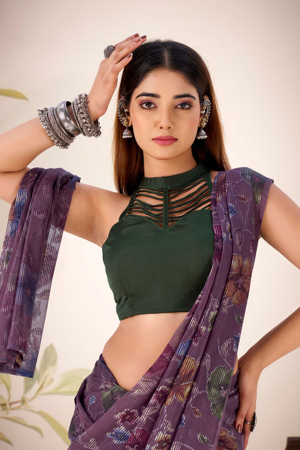 Lurex Brasso Floral Printed Saree WIN