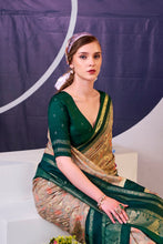 Tussar Silk Floral Prinetd Saree GRN