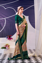 Tussar Silk Floral Prinetd Saree GRN