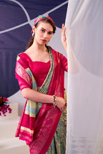 Tussar Silk Floral Prinetd Saree PNK