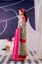 Tussar Silk Floral Prinetd Saree PNK