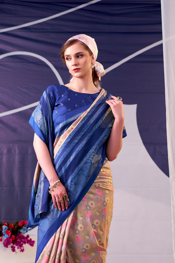 Tussar Silk Floral Prinetd Saree NBL