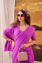 Crepe Zari Weaving Saree PNK