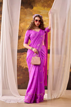 Crepe Zari Weaving Saree PNK