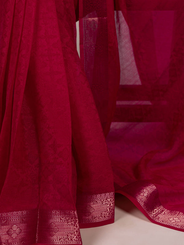 Shimmer Zari Weaving Saree RED