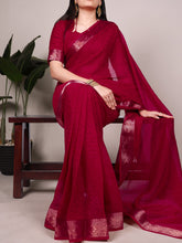 Shimmer Zari Weaving Saree RED
