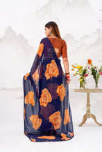 Chiffon Floral Printed Saree With Lace Border NBL