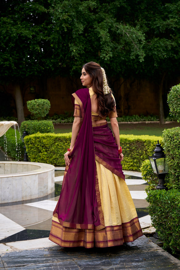 Kanchipuram Zari Weaving Lehenga With Georgette Dupatta BRN
