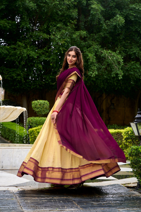 Kanchipuram Zari Weaving Lehenga With Georgette Dupatta BRN