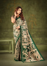 Tussar Silk Kalamkari Printed Saree GRN