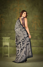 Tussar Silk Kalamkari Printed Saree BLK