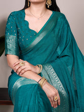 Chinon Self Printed Zari Weaving Saree BGN