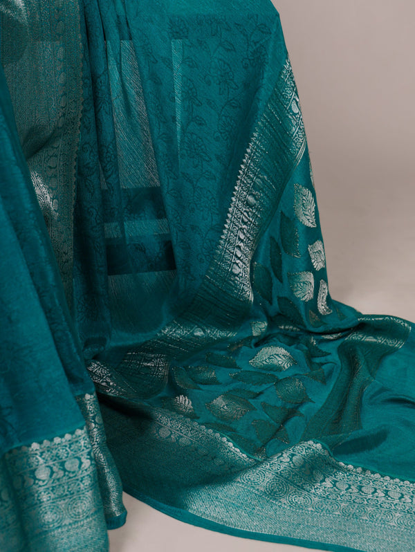 Chinon Self Printed Zari Weaving Saree BGN