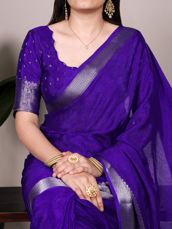 Chinon Self Printed Zari Weaving Saree RBL