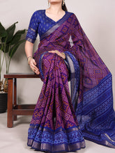 Viscose Chanderi Bandhej Printed Saree PRL