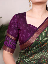 Viscose Chanderi Bandhej Printed Saree MND