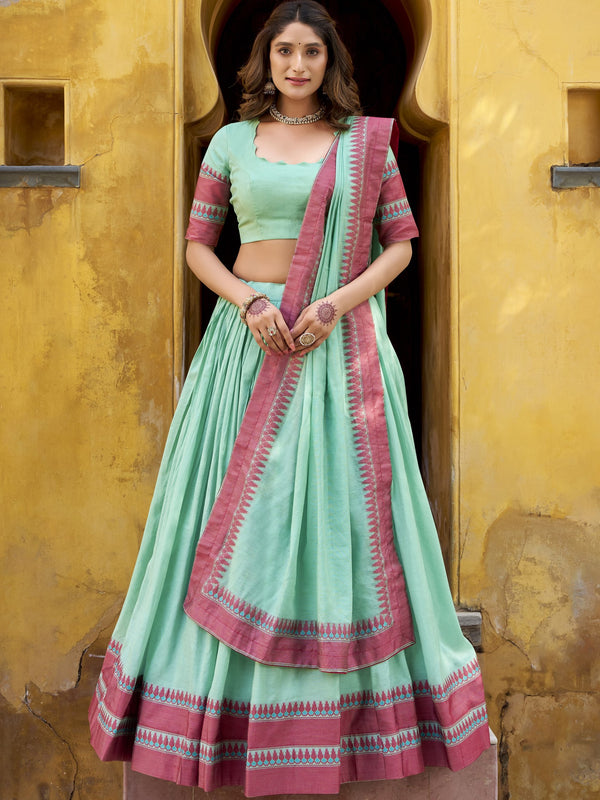 Pure Chanderi Thread Work Lehenga Wirh Dupatta SBL