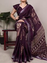 Slub Silk Floral Printed Saree  WIN