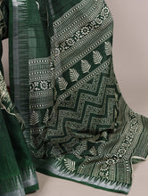 Slub Silk Floral Printed Saree  GRN